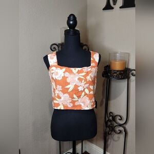 The Normal Brand  Sororan Slub Square Neck Orange Floral Crop Top. NWT. Size M